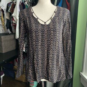 Women's Billabong Blouse Size S Black Beige